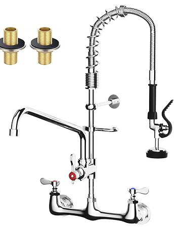 TOLSUNY Commercial Sink Faucet and Installation Kit for Wall Mount Commercial Faucet
