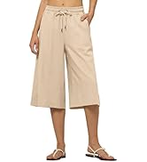 Willit Women Linen Pants Wide Leg Casual Palazzo Pants Cotton Linen Lounge Beach Summer Pants wit...