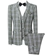MOGU Suits for Men, Floral Tuxedo Set with Shawl Lapel, 1-Button Blazer, Vest & Elastic Waist Pan...