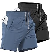 Lempue 2 Pack Mens Athletic Workout Shorts 7 Inch Quick Dry Gym Shorts with Pockets, Sports Tenni...