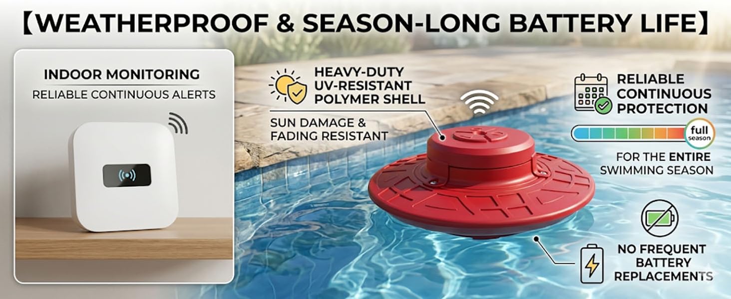 Floating Pool Alarm with Indoor Receiver,