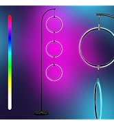Brightech Helix Modern Color Changing LED Floor Lamp - 48” Tall Lamp with RGB Color Gradient and ...