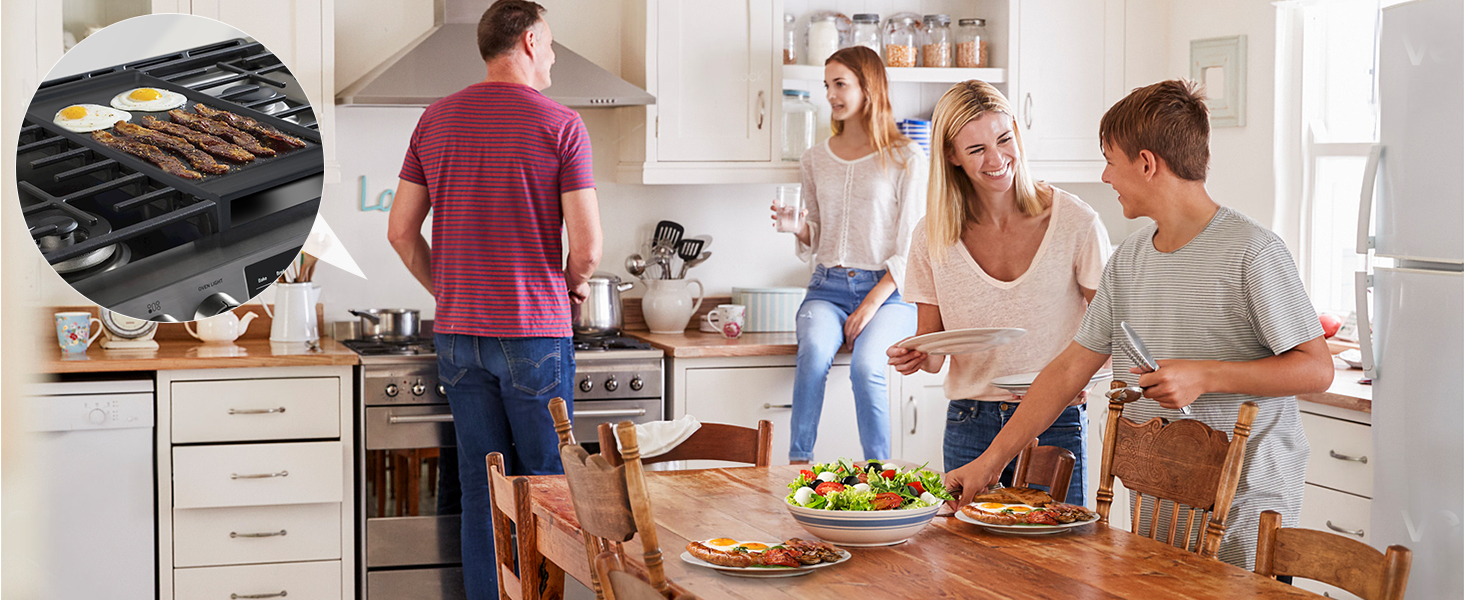 Using GE Griddle in the kitchen to make food