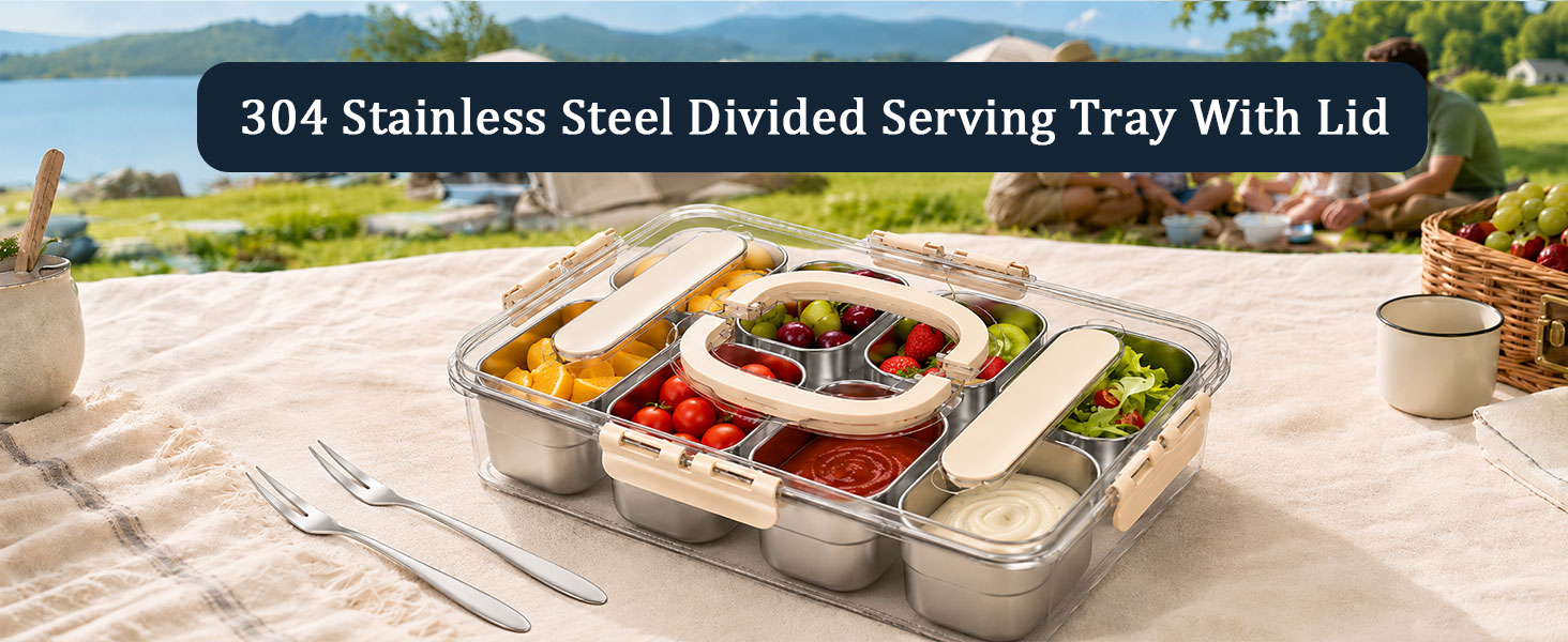 304 Stainless Steel Divided Serving Tray
