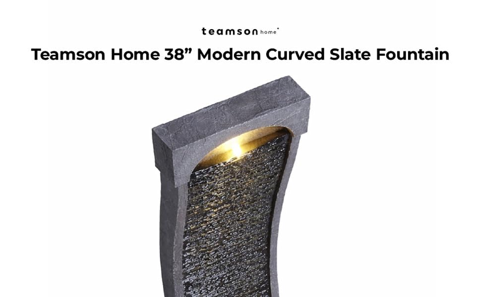Teamson Home 38'' Modern Curved Slate Fountain