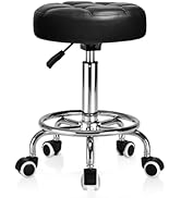 Rolling Stool, Heavy Weight Capacity 250lb, PU Leather Rolling stools, Ultra Soft Padded Seat, Ro...