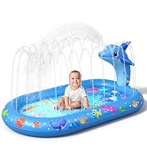 AZDYJL Splash Pad for Toddlers, 3-in-1 Seahorse Inflatable Baby Pool Sprinkler for Kids, Baby Spl...