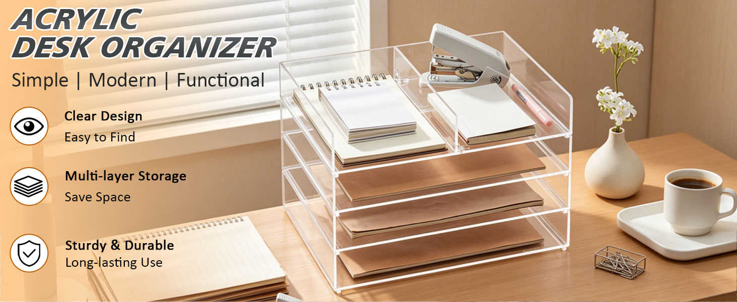 home storage solution, clear acrylic box, office organization and storage, modern display stand