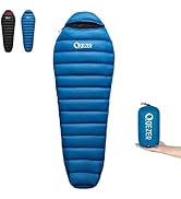 QEZER 0 Degree Sleeping Bag for Adults 650 Fill Power Down Sleeping Bag for Cold Weather -20F / -...