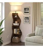 Evermagin 6 Tier Tree Bookshelf with Lights, LED Book Tree Bookcase with Storage Organizer, Small...