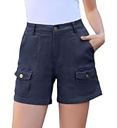 Rasutina Women High Waisted Jean Shorts Stretchy Denim Shorts for Women Folded Hem Chino Shorts S...