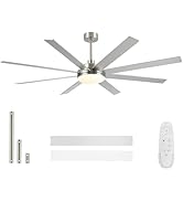 putroad Ceiling Fans with Lights and Remote - 62 Inch Black Modern Ceiling Fan with Light for Bed...