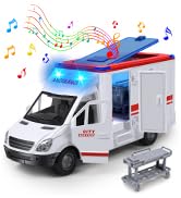 Toy Ambulance Boys Age 3-5 With 4 Different Flashing Lights & Sound, Back And Side Doors Open Fri...
