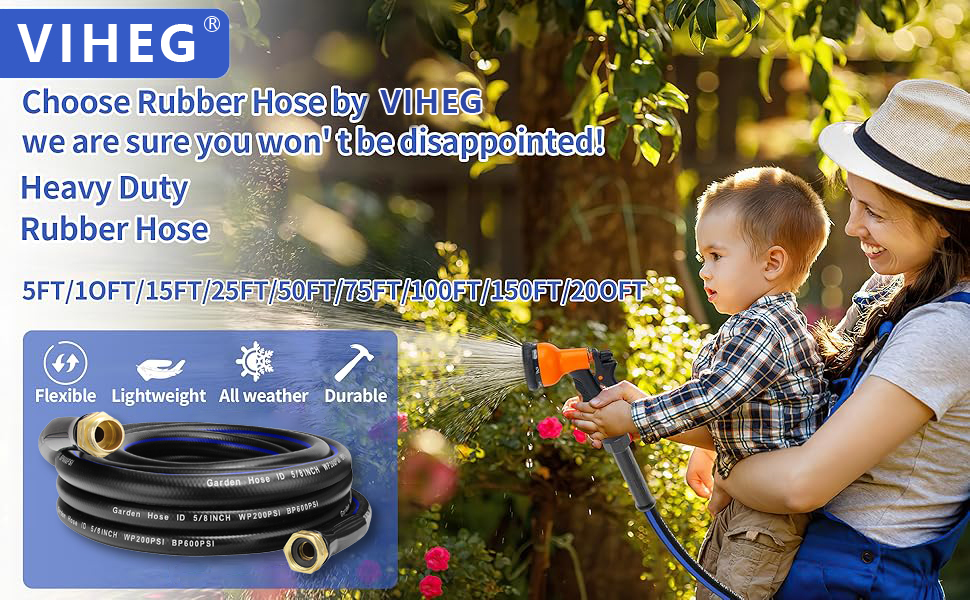Outdoor lawn high pressure rubber water hose 3ft 5ft 75ft 35ft commercial flexible lightweight