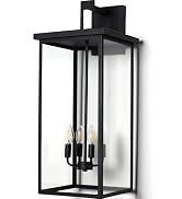 ZSMAIKU 26 in Large Outdoor Wall Lantern, Modern Matte Black Exterior Light Fixtures for House wi...