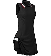 FREEYE Womens Sleeveless Golf Tennis Dresses with Inner Shorts&Pockets for Workout Exercise