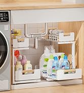 Delamu 2-Tier Bathroom Under Sink Organizers and Storage, Pull Out Cabinet Drawers with Anti-Slip...