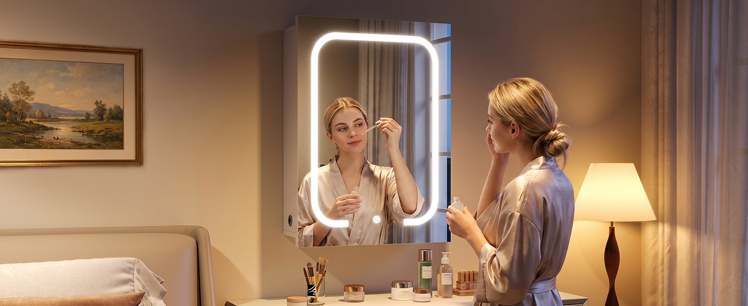 LED Lighted Bathroom Medicine Cabinet with Mirror