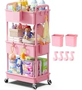 Metal Rolling Makeup Cart with 4 Drawers and Toptable