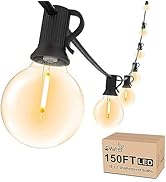 Svater 96 FT Outdoor String Lights 2W, Patio Light for Outside with 32 Antique S14 Plastic LED Bu...