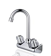 Phivan Commercial Sink Faucet 4 Inch Center Wall Mount Bar Sink Faucet 2 Hole Brass Constructed w...
