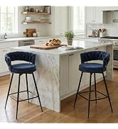 YOUNIKE Bar Stools Set of 2, 28.7 inch Seat Height Bar Chairs, 360° Swivel Counter Height Barstoo...
