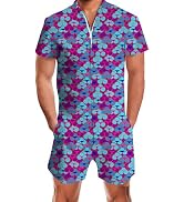 RAISEVERN Mens Romper Zipper Jumpsuit Male Shorts Sleeve One Piece Overalls Bro Outfits