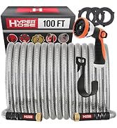 HYPER HOSE - Best 50FT Metal Garden Hose Set - No-Kink Durable 316 Stainless Steel, Naval Brass, ...
