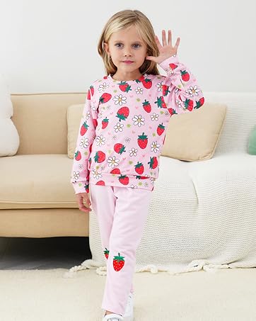 zarmfly Little Girls Outfits 2 Piece Toddler Long Sleeve Sweatshirt + Leggings Pants Fall Winter ...