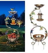 Solar Bird Feeders House for Outdoors Hanging, 7LBS Large Capacity Metal Wild Bird Feeder Squirre...