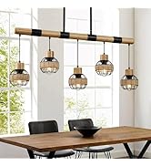 5-Light Kitchen Island Lighting, 35.4-Inch Hanging for Farmhouse Linear Chandeliers,Dining Room L...