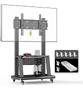 Mobile TV Stand with Storage Shelves, Heavy Duty Rolling Floor TV Stand with Wheels for 32-75" TV...