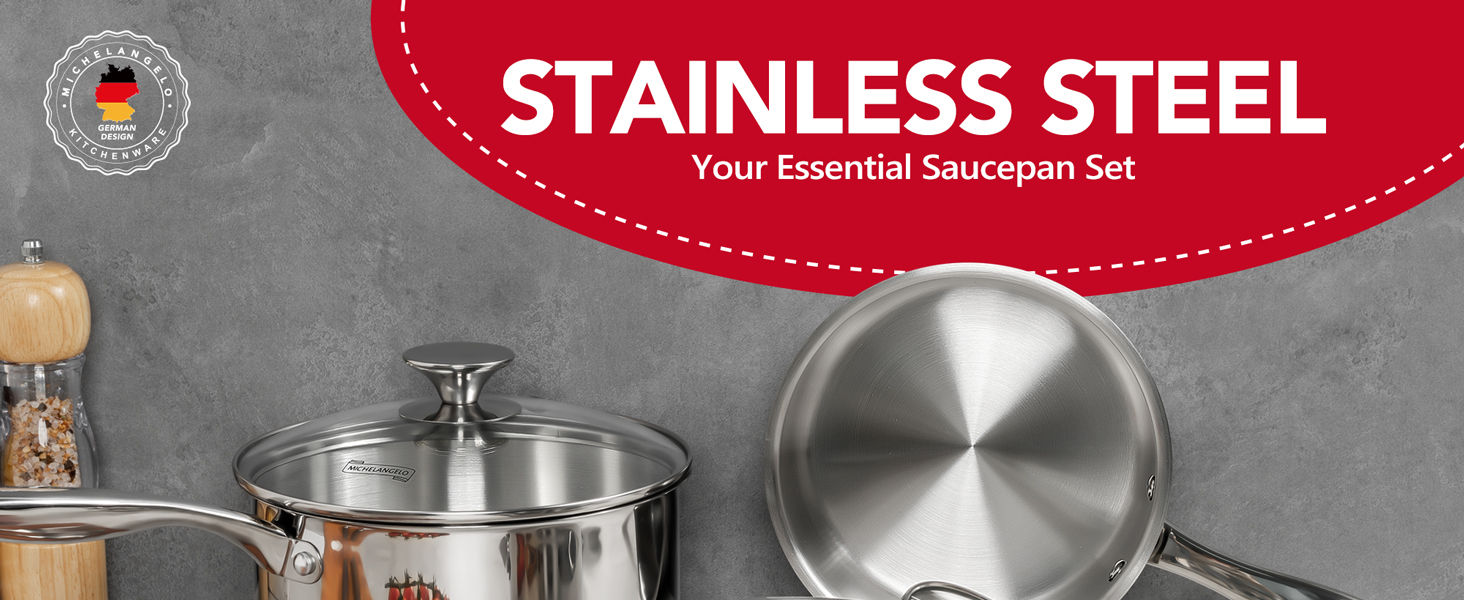 stainless steel sauce pan set small stainless steel pots for cooking