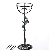 TICKCACY Gazing Globe Stand, Metal Gazing Ball Holder with Flower Planter Pedestal, Vintage Gazin...