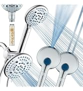 6-way High Pressure 82 Spray Mode Filtered Showerhead Combo - Handheld Shower Head Filters Chlori...
