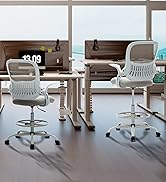 Sweetcrispy Tall Drafting Desk Chair - Ergonomic High Stool Computer with Adjustable Height and C...
