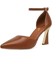 RIBONGZ Women's Closed Pointed Toe Heels Ankle Strap High Pumps Elegant Strappy Stiletto Dress Sh...