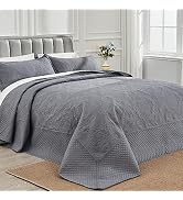 ENJOHOS Oversized King Quilts 138x122 Extra Wide Large White - California King Bedspread, Reversi...