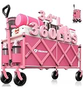 Hikemoon Double Decker Beach Wagon with 10" Big Balloon Wheels for Sand, 54'' Extra Long 560LBS H...