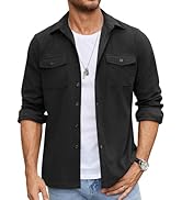 COOFANDY Men's Button Down Waffle Shirt Jacket Casual Long Sleeve Shacket Lightweight Overshirts ...