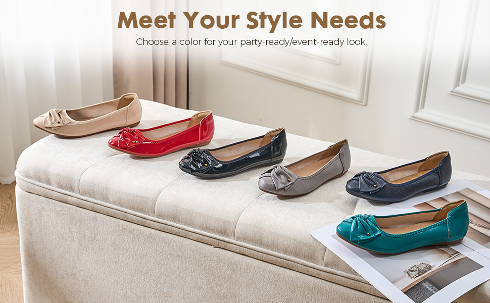 VenusCelia Women's Bows Dance Flats Shoes