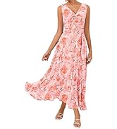 GRACE KARIN Women's Summer Sleeveless Maxi Dress V Neck Floral Wedding Guest Dress A Line Ruffle ...