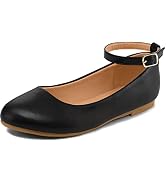 K KomForme Girl's Ballerina Flat Ankle Strap Dress Ballet Flat Shoes(Toddler/Little Kid/Big Kid)