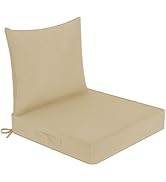 downluxe Waterproof Outdoor Chair Cushions Set of 4, 19" x 19" x 3" Patio Chair Cushion with Non-...