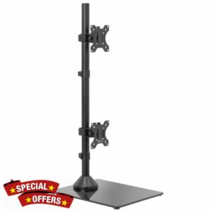 VIVO Dual Monitor Desk Stand with Tempered Glass Base