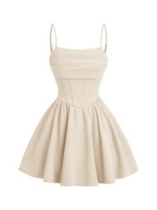 SHENHE Girl's Spaghetti Strap Corset Dress Pleated A Line Fit and Flare Cami Dress