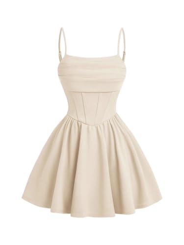 SHENHE Girl's Spaghetti Strap Corset Dress Pleated A Line Fit and Flare Cami Dress