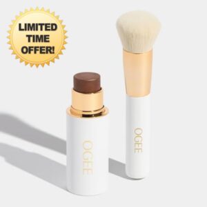 Ogee Bronze & Blend Duo - Sculpted Face Stick in Copper & Blender Brush Set - Certified Organic Bronzer & Professional Quality Makeup Brush for Flawless Makeup Applicatio