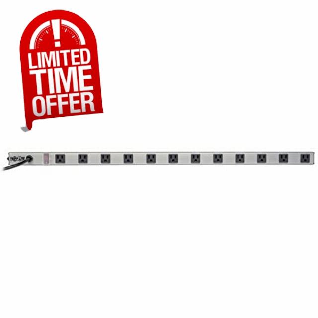 Eaton Tripp Lite Series PS3612RA 12 Right-Angle Outlet Long Power Strip for Dorm Room Workbench Shop and Garage