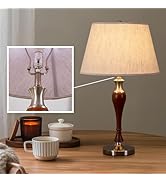 MITELSON Table Lamp, Modern Nightstand Desk Lamp with Dimmer Switch and Bulb, Mid Century Lamp fo...